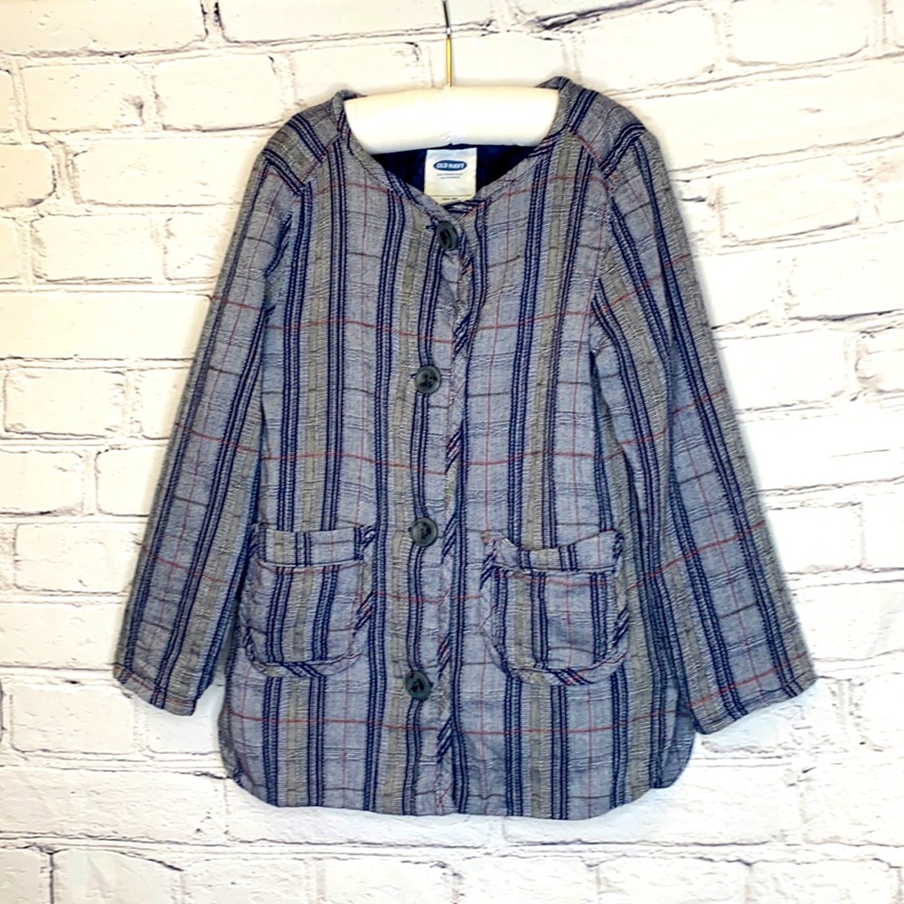 Old Navy Girl's Blue Plaid Jacket Size 5T